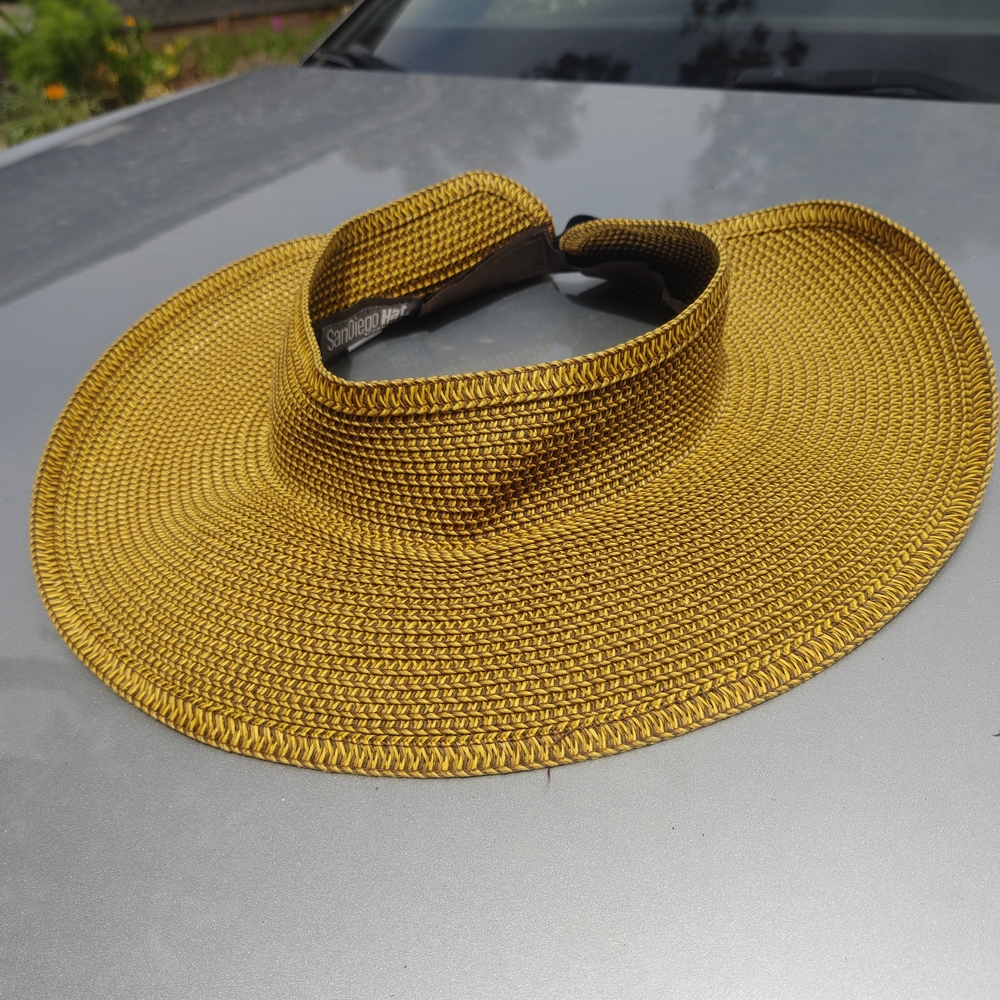 San Diego Hat Company Wide-Brim Open-Top Visor in Mustard